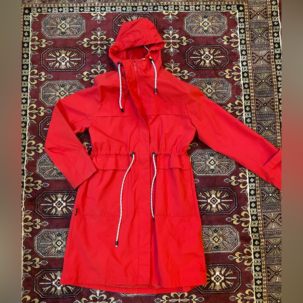 Frank and Oak red rain jacket